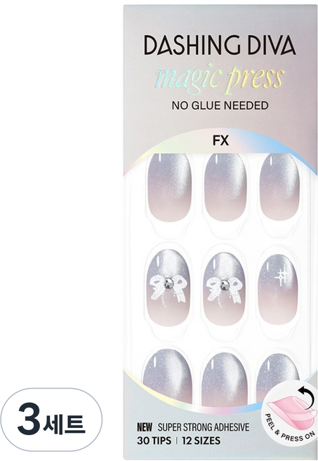 데싱디바 매직프레스 네일 레귤러 오발, 3세트, 플로린