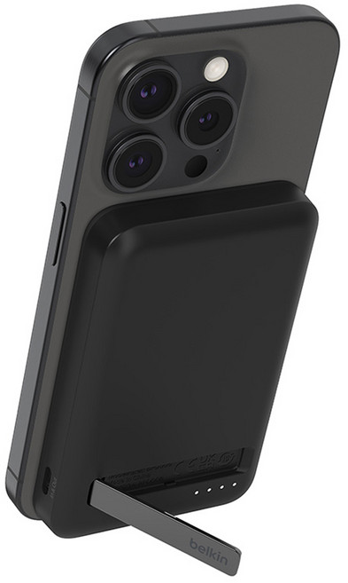 벨킨 BoostCharge 프로 Qi2 15W 마그네틱 무선 충전 스탠드 보조배터리 5000mAh, BPD006btBK, 블랙