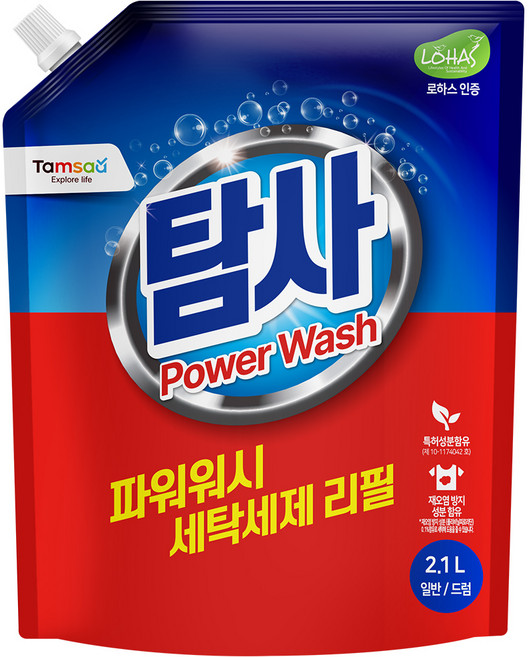 탐사 파워워시 세탁세제 리필 파우치, 2.1L, 1개