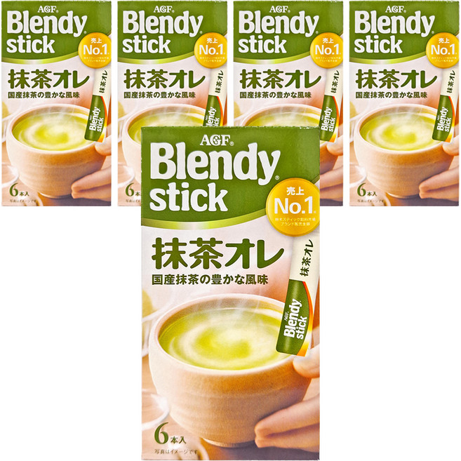 AGF Blendy 抹茶歐雷 國產抹茶的豐富風味, 9.7g, 6條, 5盒