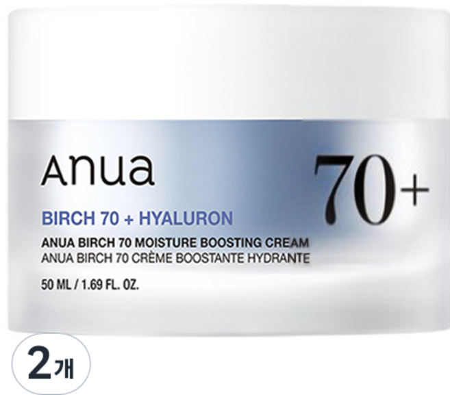아누아 자작나무 70 수분 부스팅 크림, 2개, 50ml