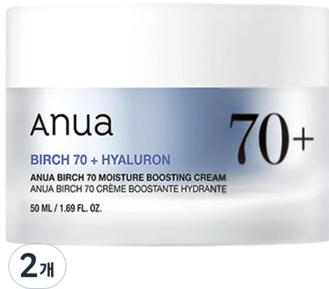 아누아 자작나무 70 수분 부스팅 크림, 2개, 50ml - 쿠팡