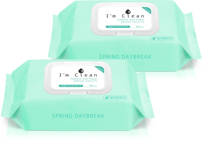 아임클린 건조기용 드라이시트 섬유유연제 스프링데이브레이크 본품, 80매, 2개