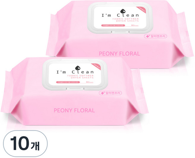 아임클린 건조기용 드라이시트 섬유유연제 피오니플로랄 본품, 10개, 80매