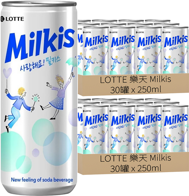 LOTTE 樂天 Milkis 優格風味碳酸飲, 250ml, 60罐