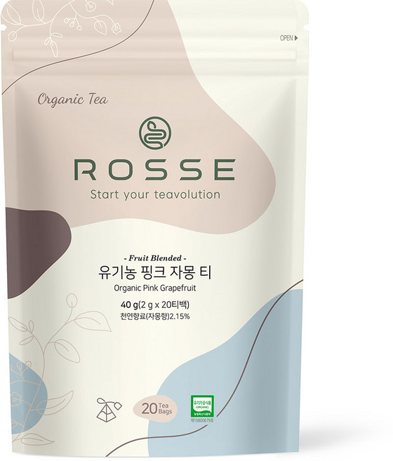 로쎄 유기농 핑크 자몽 티 40g, 20개입, 1개, 2g