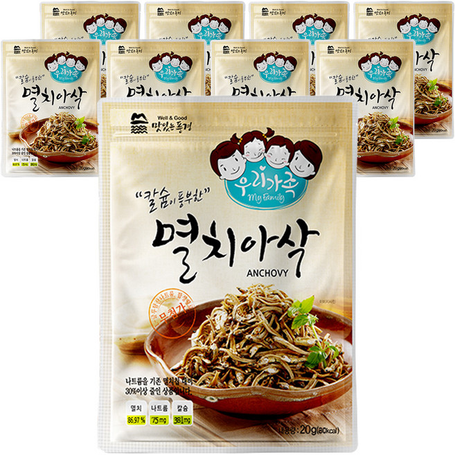맛있는풍경 칼슘이 풍부한 멸치아삭, 20g, 9개