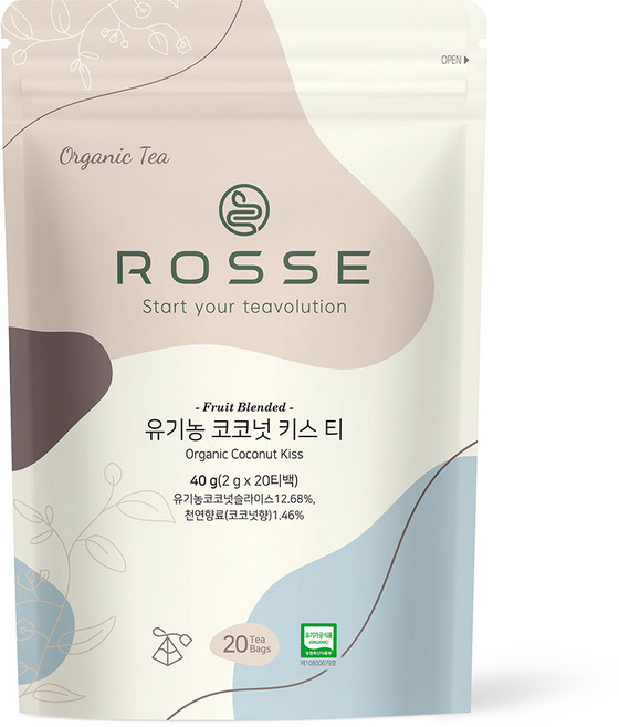 로쎄 유기농 코코넛 키스 티 40g, 20개입, 1개, 2g