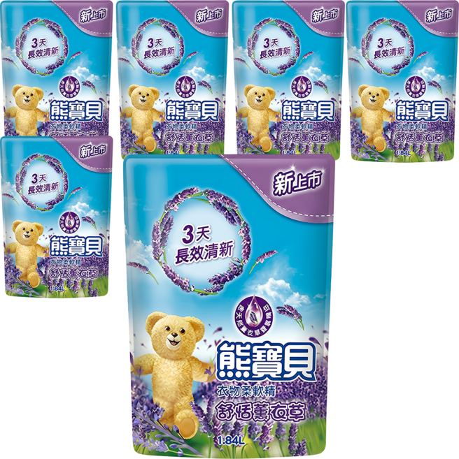 Snuggle 熊寶貝 柔軟護衣精 舒恬薰衣草 補充包, 1.84L, 6包