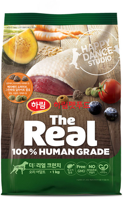 하림펫푸드 더리얼 크런치 어덜트 강아지사료, 오리, 1kg, 1개