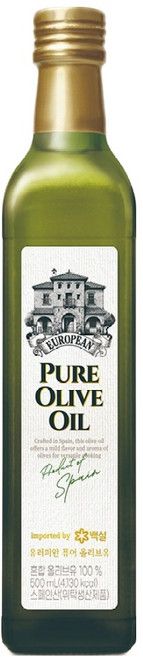 백설 CJ 백설 유러피안 퓨어 올리브유, 500ml, 1개