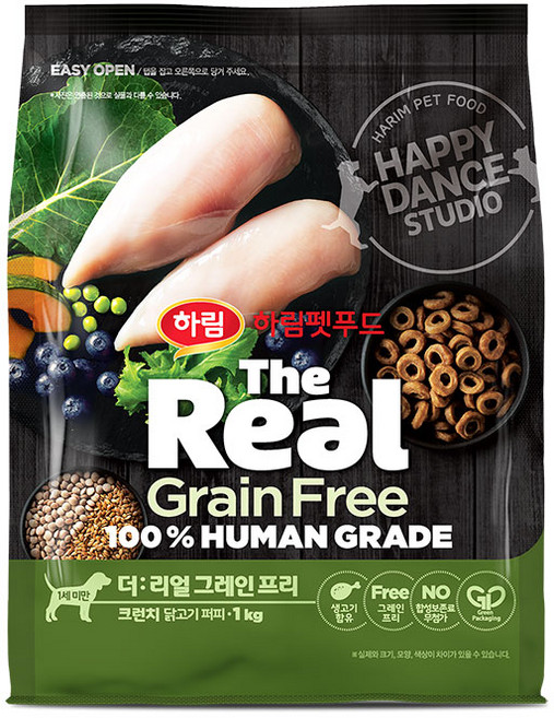 하림펫푸드 더리얼 그레인프리 크런치 퍼피 건식사료, 닭, 1kg, 1개