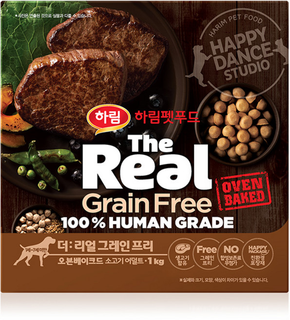 하림펫푸드 어덜트 강아지 더리얼 그레인프리 오븐베이크드 건식사료, 소, 1kg, 1개