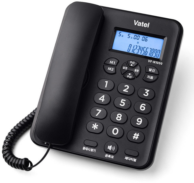 바텔 발신자 번호표시 유선전화기 블랙, VF-N1000