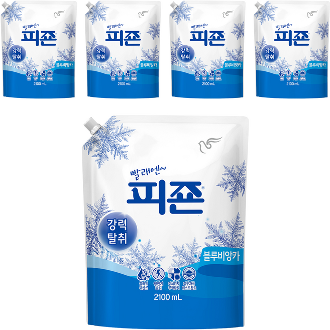 피죤 레귤러 섬유유연제 블루비앙카 리필, 2.1L, 1개입, 5개