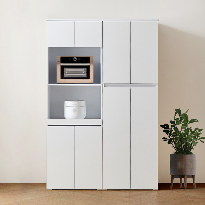 라온 BIG히트 키큰 렌지대 주방 수납장 세트 방문설치, 화이트, 6단