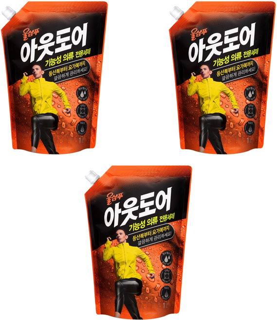 울샴푸 아웃도어 울세제 리필, 1L, 3개