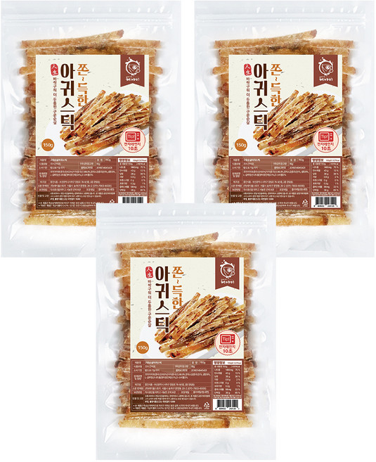 해야미 쫀득한 구운 순살 아귀스틱, 150g, 3개