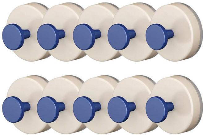 대한 몰 무타공 진공 흡착 다용도 벽걸이 컬러 후크, 블루, 10개