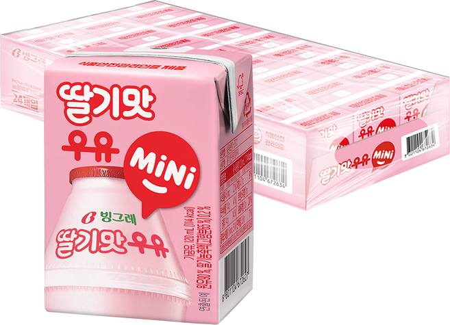 빙그레 딸기맛 우유 MiNi, 120ml, 24개