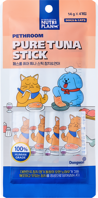 페스룸 고양이 퓨어 튜나 스틱 4p, 혼합맛(참치/연어), 56g, 1개