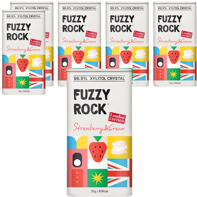 퍼지락 자일리톨 크리스탈 캔디 스트로베리 앤 크림향, 35g, 6개