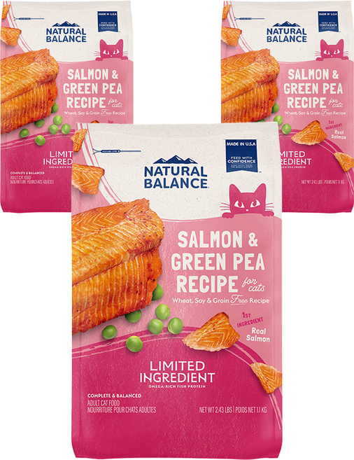 내추럴발란스 고양이 어덜트 LI 레시피 건식사료, 연어+완두콩, 1.1kg, 3개