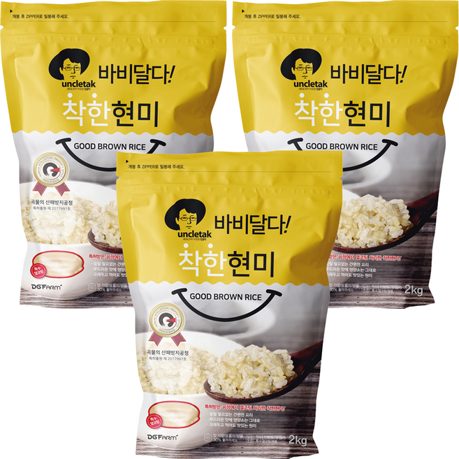 엉클탁 바비달다 착한 현미, 2kg, 3개
