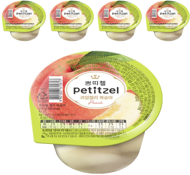 Petitchel 水果果凍 水蜜桃, 210g, 5個