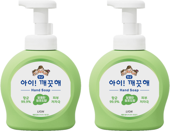 아이깨끗해 항균 폼 핸드솝 청포도향, 490ml, 2개