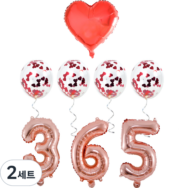 PARTYSHOW 鋁箔 365天 派對 紀念日 氣球組, 混合顏色, 2套