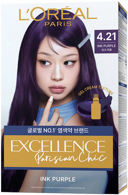 로레알파리 엑셀랑스 파리지앵 시크 라이트닝 톤업 염모제, 4.21호 잉크 퍼플, 1개