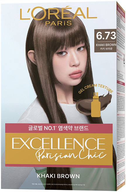 로레알파리 엑셀랑스 파리지앵 시크 라이트닝 톤업 염모제, 6.73호 카키브라운, 1개
