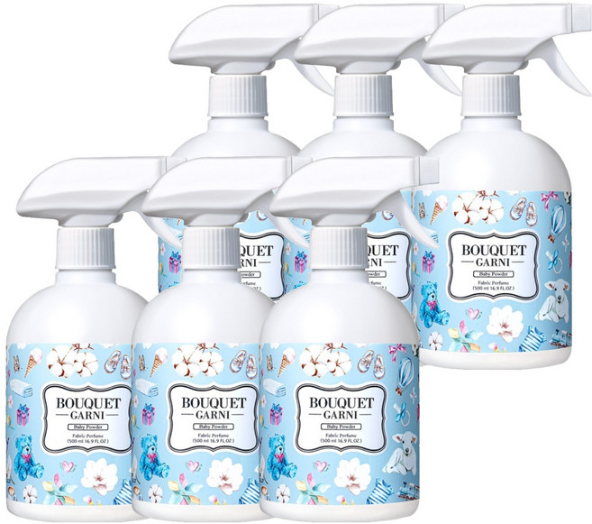 부케가르니 섬유탈취제 베이비파우더 본품, 500ml, 6개