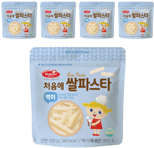 베베스트 처음에 쌀파스타 백미, 100g, 5개