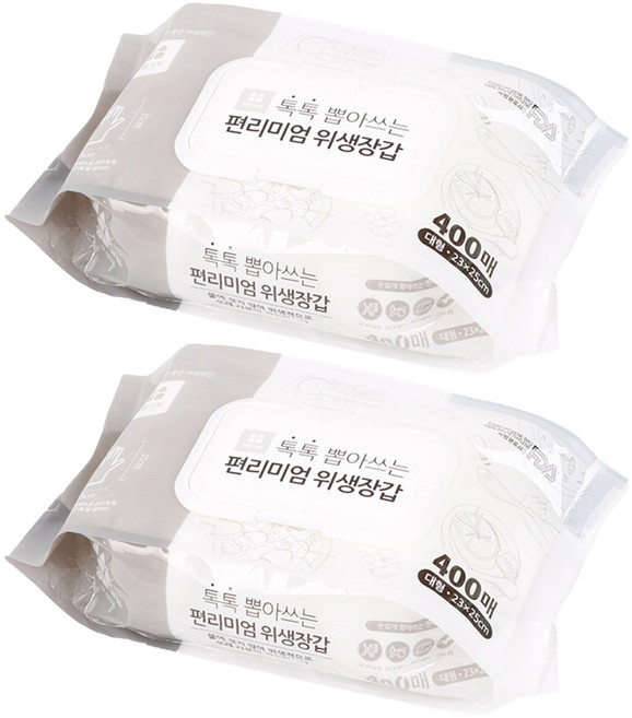 생활드림 톡톡 뽑아쓰는 편리미엄 위생 장갑, 2개, 400개입