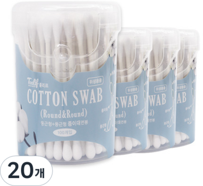 툴리프 종이면봉 Round&Round, 100개입, 20개