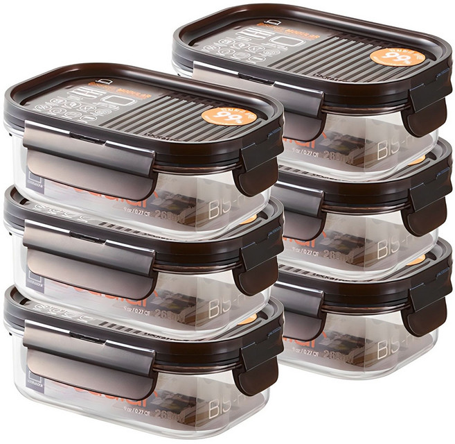 락앤락 비스프리 모듈러 직사각 밀폐용기, 6개, 260ml