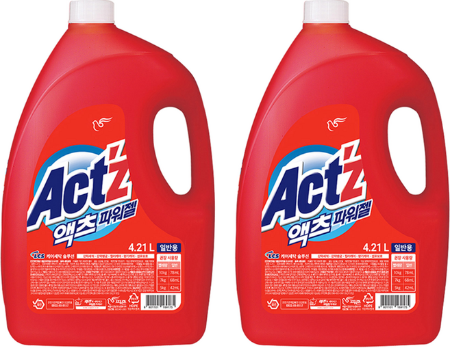액츠 파워젤 액상세제 일반용 본품, 4.21L, 2개