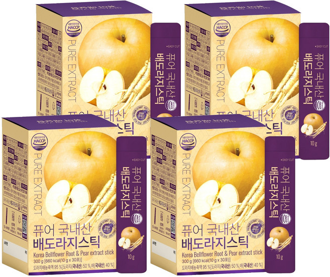 유기농마루 정품 퓨어 국내산 배도라지청 스틱, 10g, 30개입, 4개