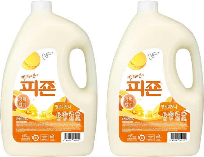 피죤 레귤러 섬유유연제 옐로미모사 본품, 4.21L, 2개