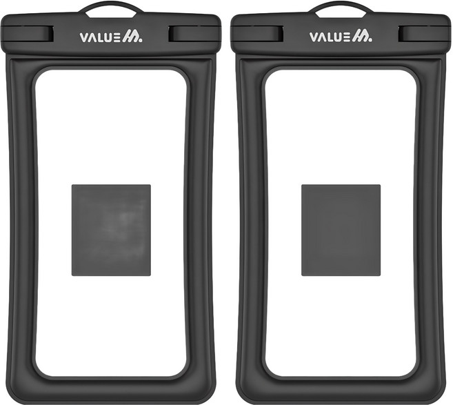 VALUEM 4重鎖定大型智慧型手機防水袋 + 頸掛繩 + 臂帶, 黑色, 2組