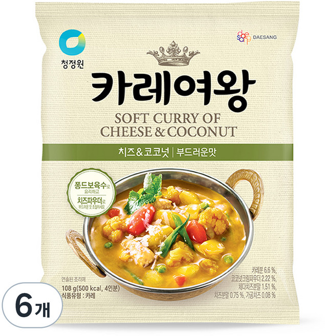 카레여왕 치즈 앤 코코넛, 108g, 6개
