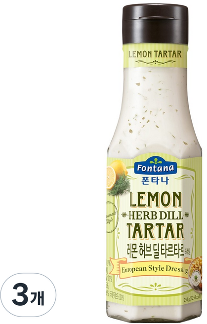 폰타나 레몬 허브 딜 타르타르 드레싱, 250g, 3개