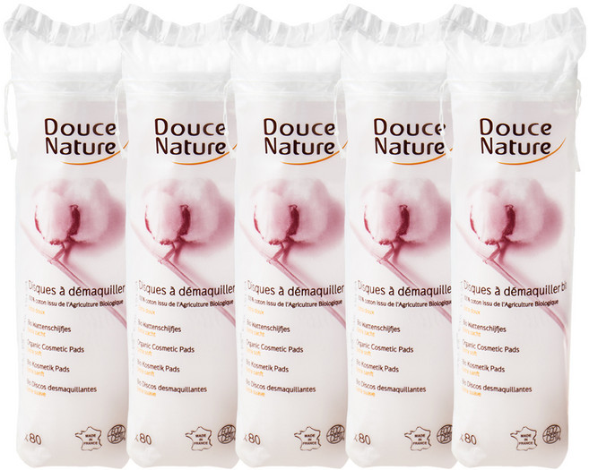 두스나뚜르 오가닉 코스메틱 패드 화장솜 원형, 80매입, 5개