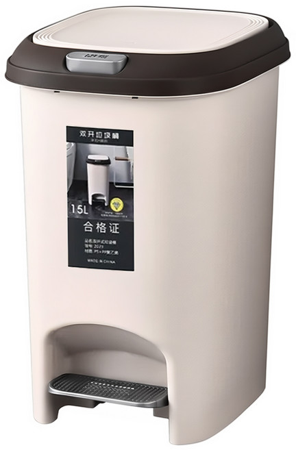 兩用式按壓腳踏垃圾桶 CL-201 15L, 灰白色