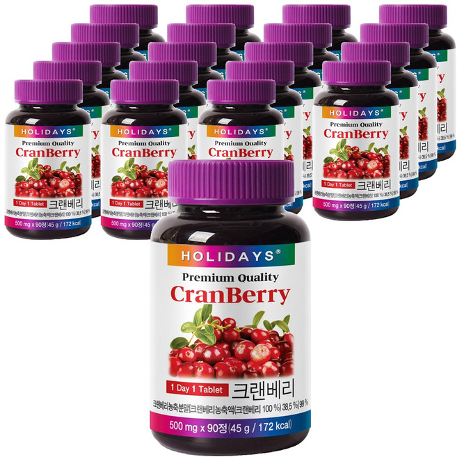 홀리데이즈 프리미엄 크랜베리 타블렛, 90정, 20개