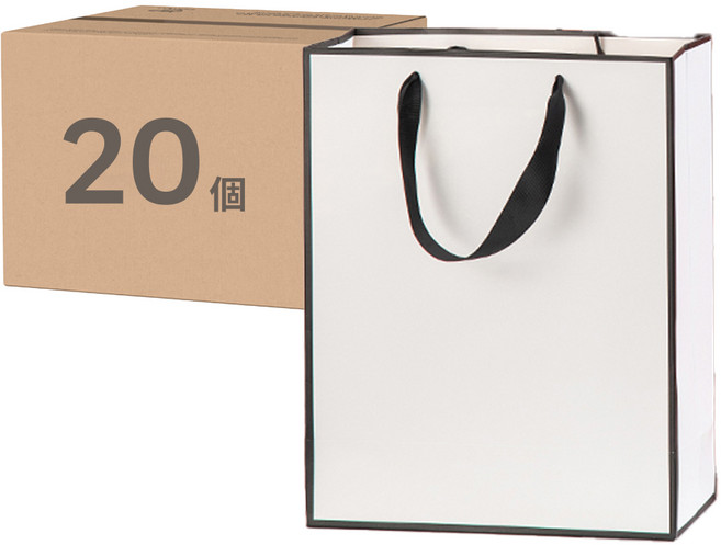 手提袋 230g白卡紙, 白底黑邊, 1組