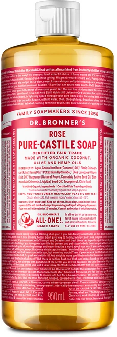 닥터브로너스 로즈 페이스 앤 바디 퓨어 캐스틸 솝 바디워시, 1개, 950ml - 쿠팡