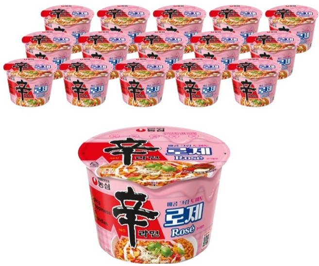 신라면 로제 큰사발면 108g, 16개